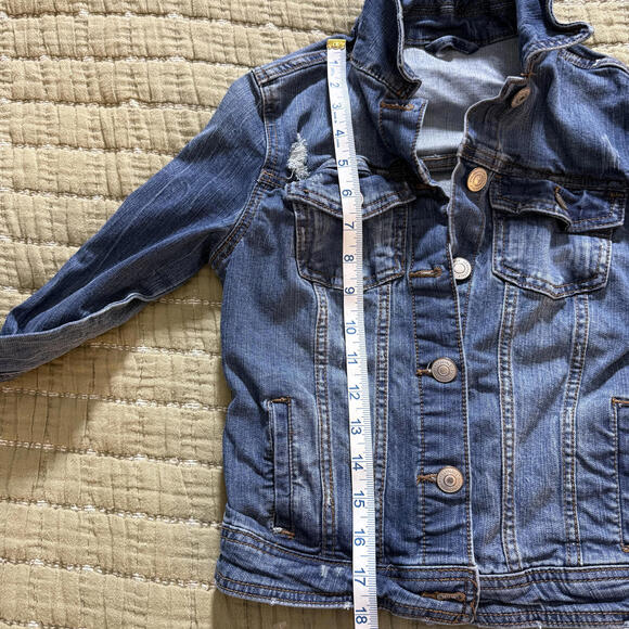 Aeropostale SZ XS Seriously Stretchy Denim Jacket Slim Fit Cropped Distressed - Picture 4 of 6